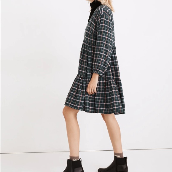 Madewell Flannel Colette Mini Dress in Plaid - Picture 2 of 3
